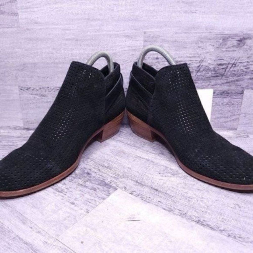 Sam Edelman Paula Suede Perforated Heeled Ankle Boot Black Women's sz 8 - Picture 5 of 8